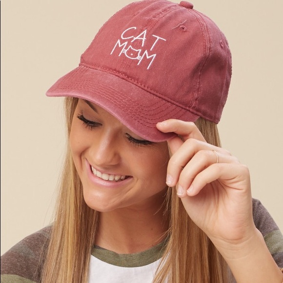 Modcloth Accessories - Cat Mom 🐱 Maroon NWT Baseball Cap